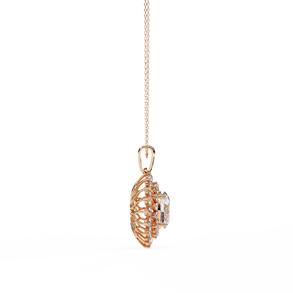Celeste Radiance Oval Halo Diamond Pendant Necklace