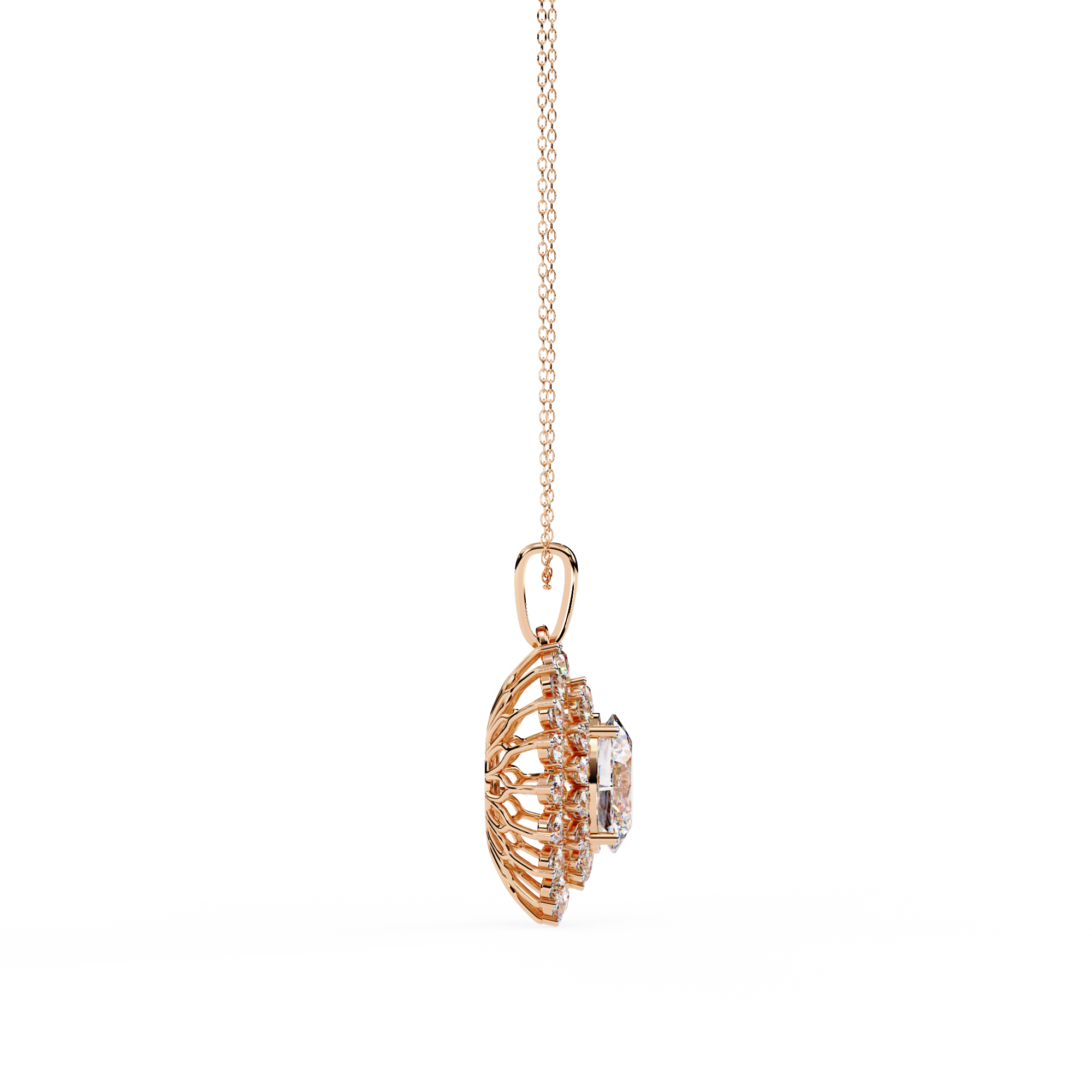 Celeste Radiance Oval Halo Diamond Pendant Necklace