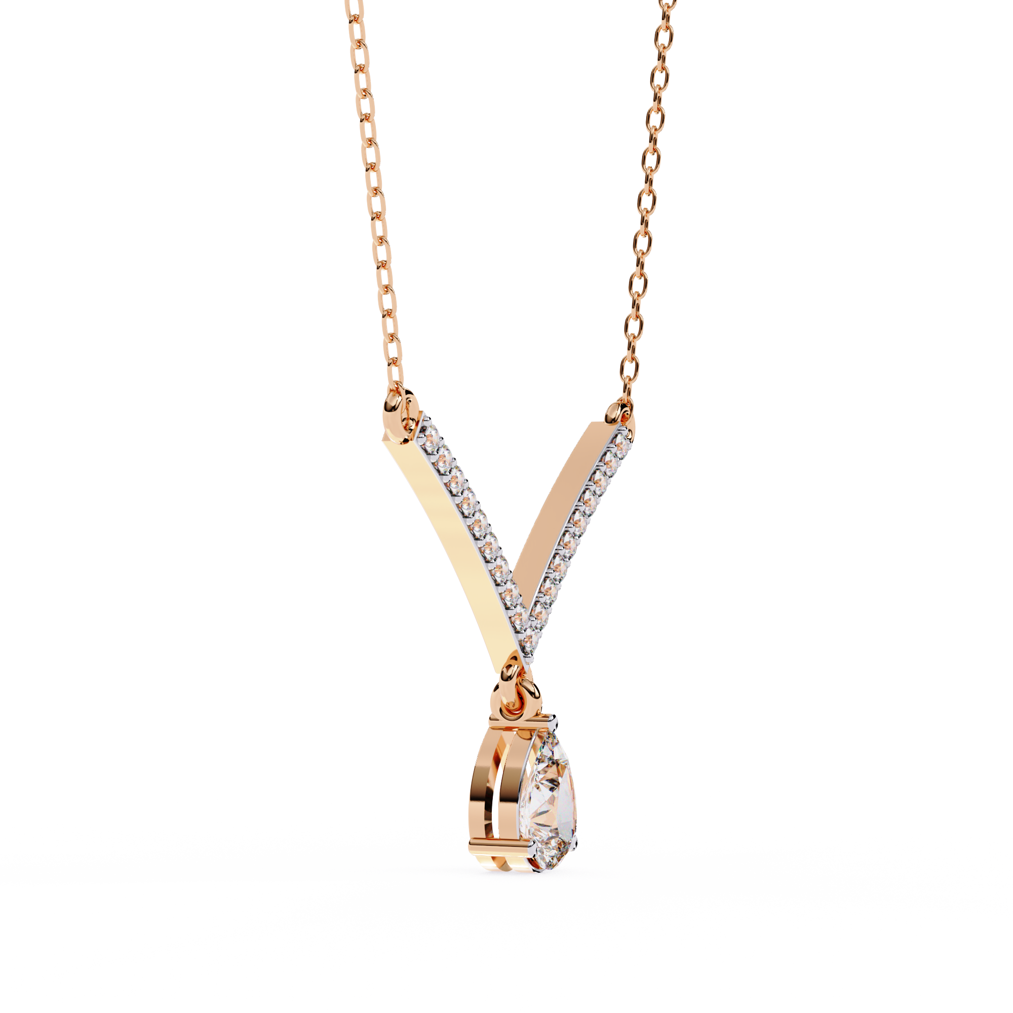 Celeste V Pear Diamond Necklace
