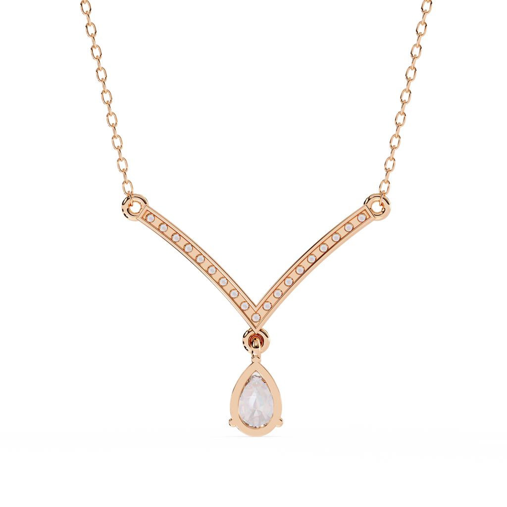 Celeste V Pear Diamond Necklace