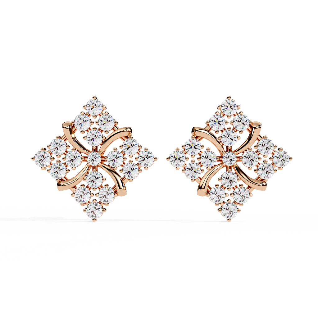 Celestia Bloom Diamond Stud Earrings