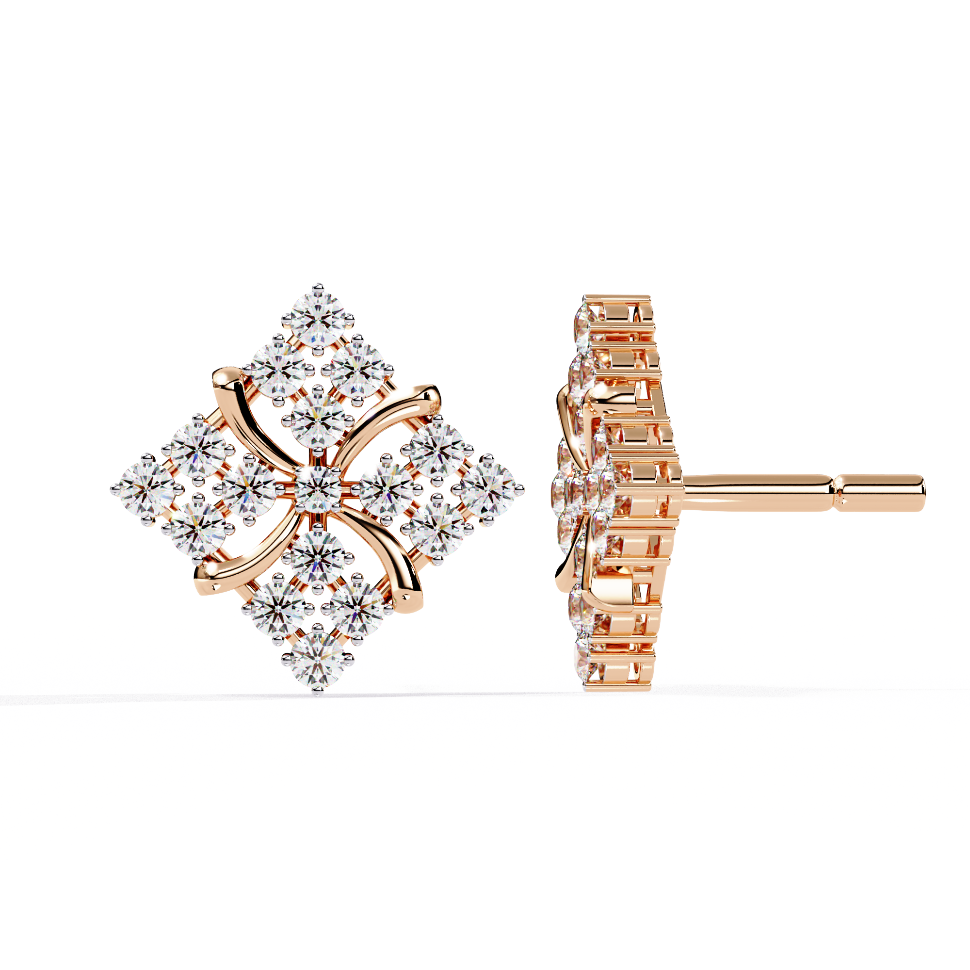 Celestia Bloom Diamond Stud Earrings