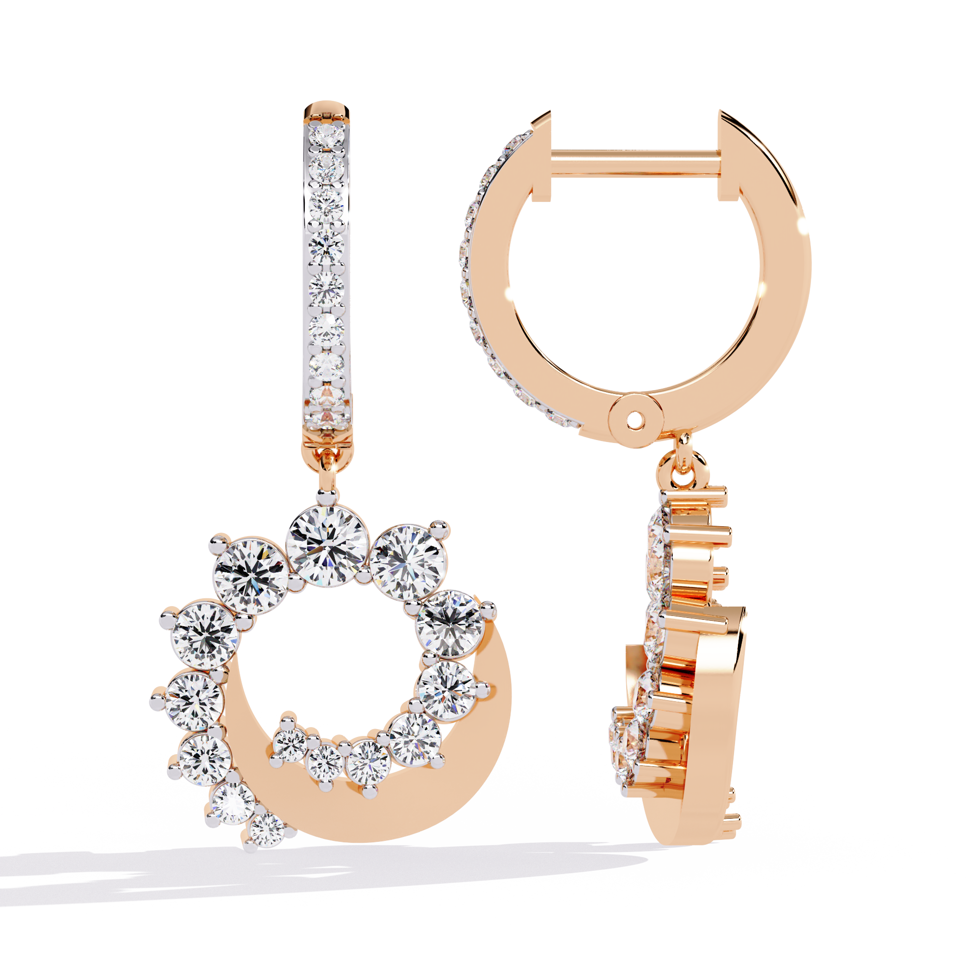 Celestial Halo Crescent Earrings