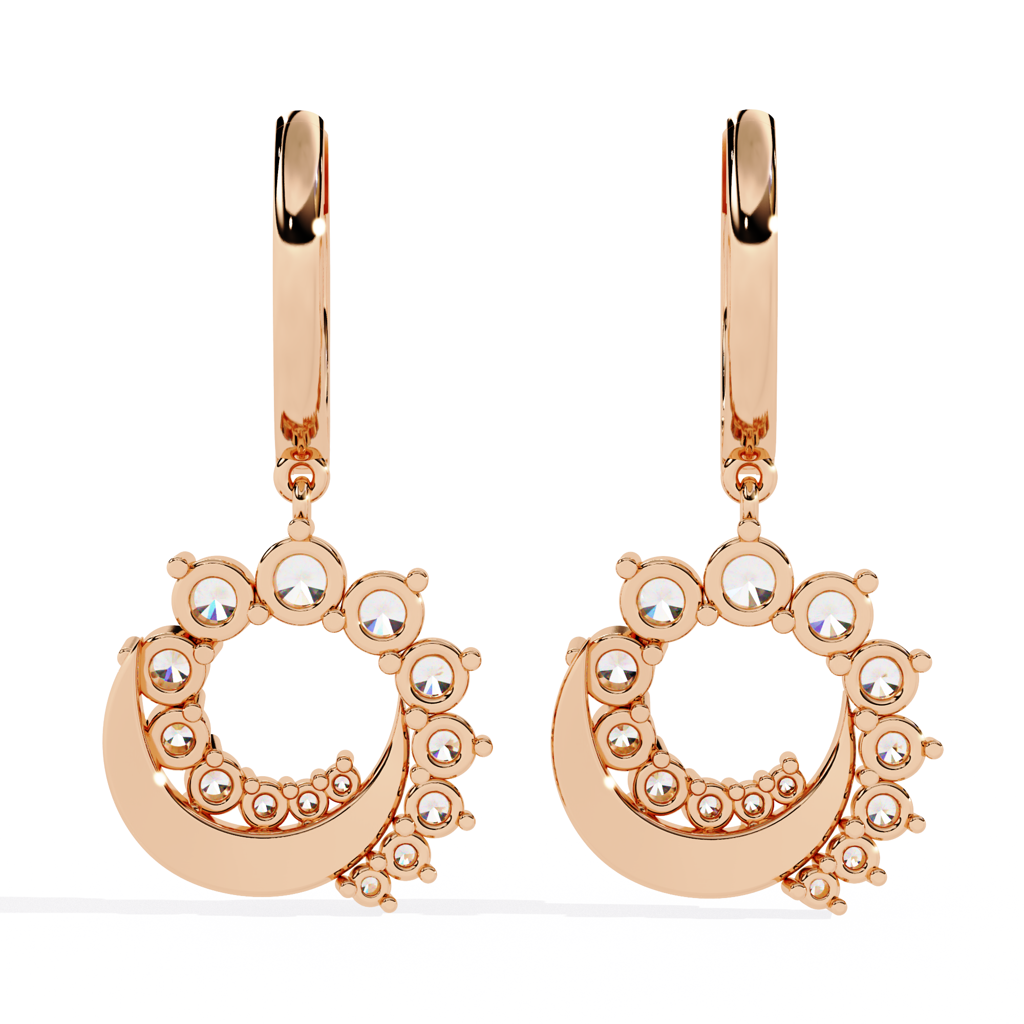 Celestial Halo Crescent Earrings