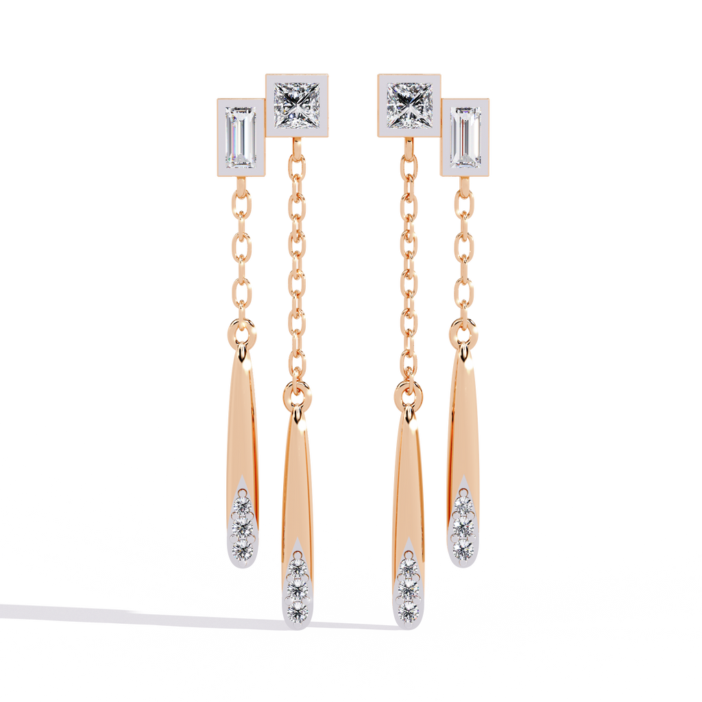 Echo Drop Geometric Diamond Earrings