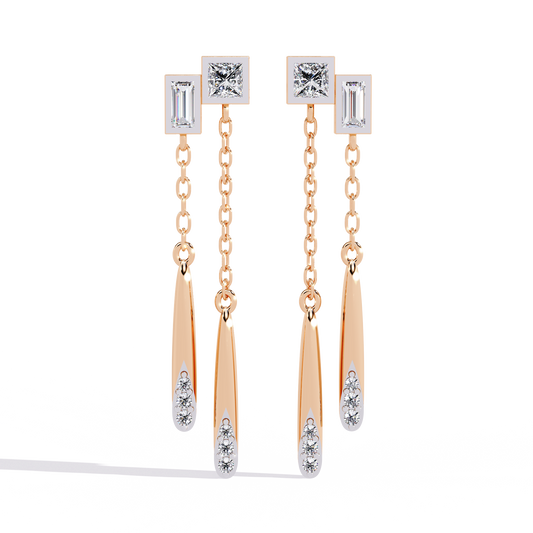 Echo Drop Geometric Diamond Earrings