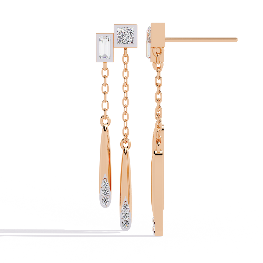 Echo Drop Geometric Diamond Earrings