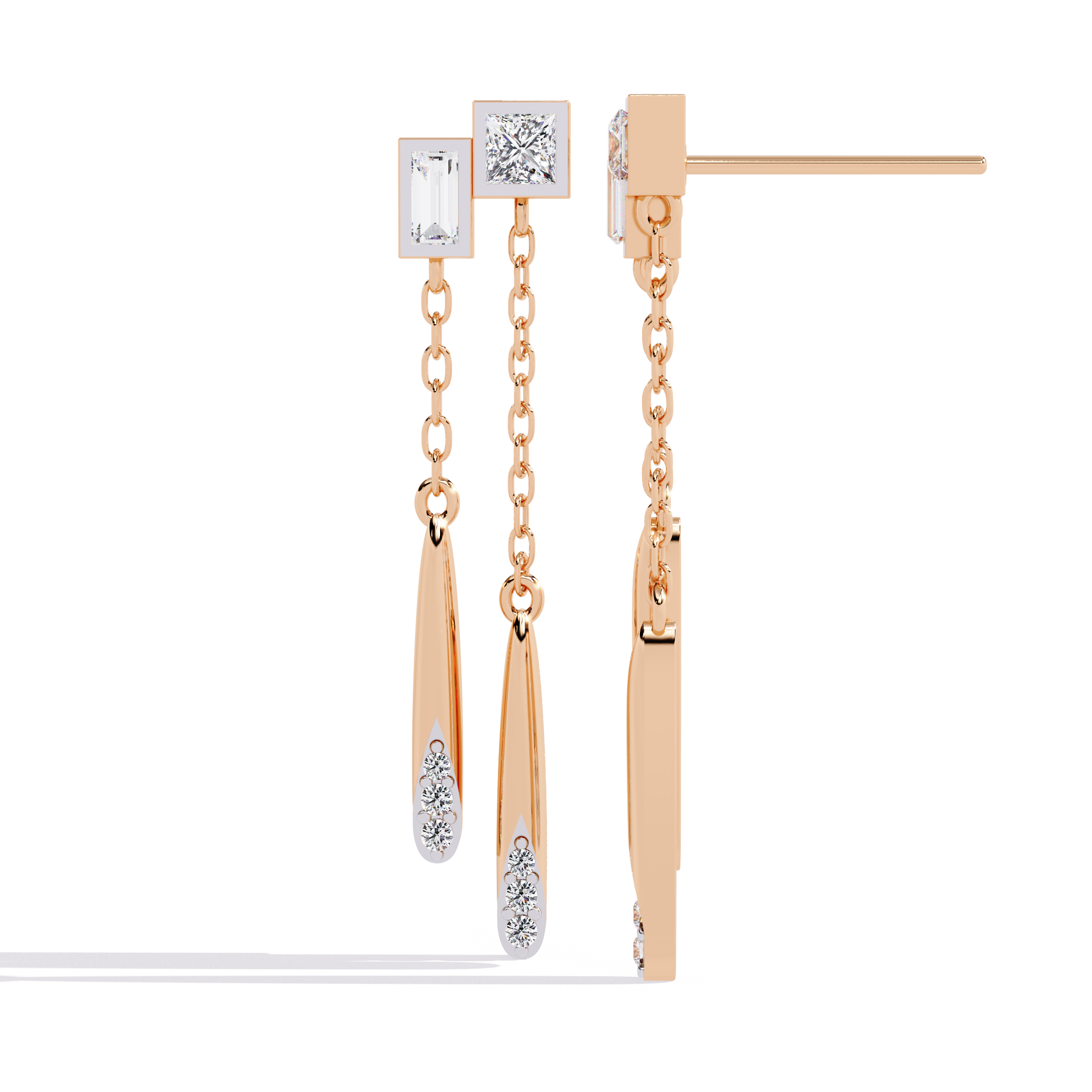Echo Drop Geometric Diamond Earrings