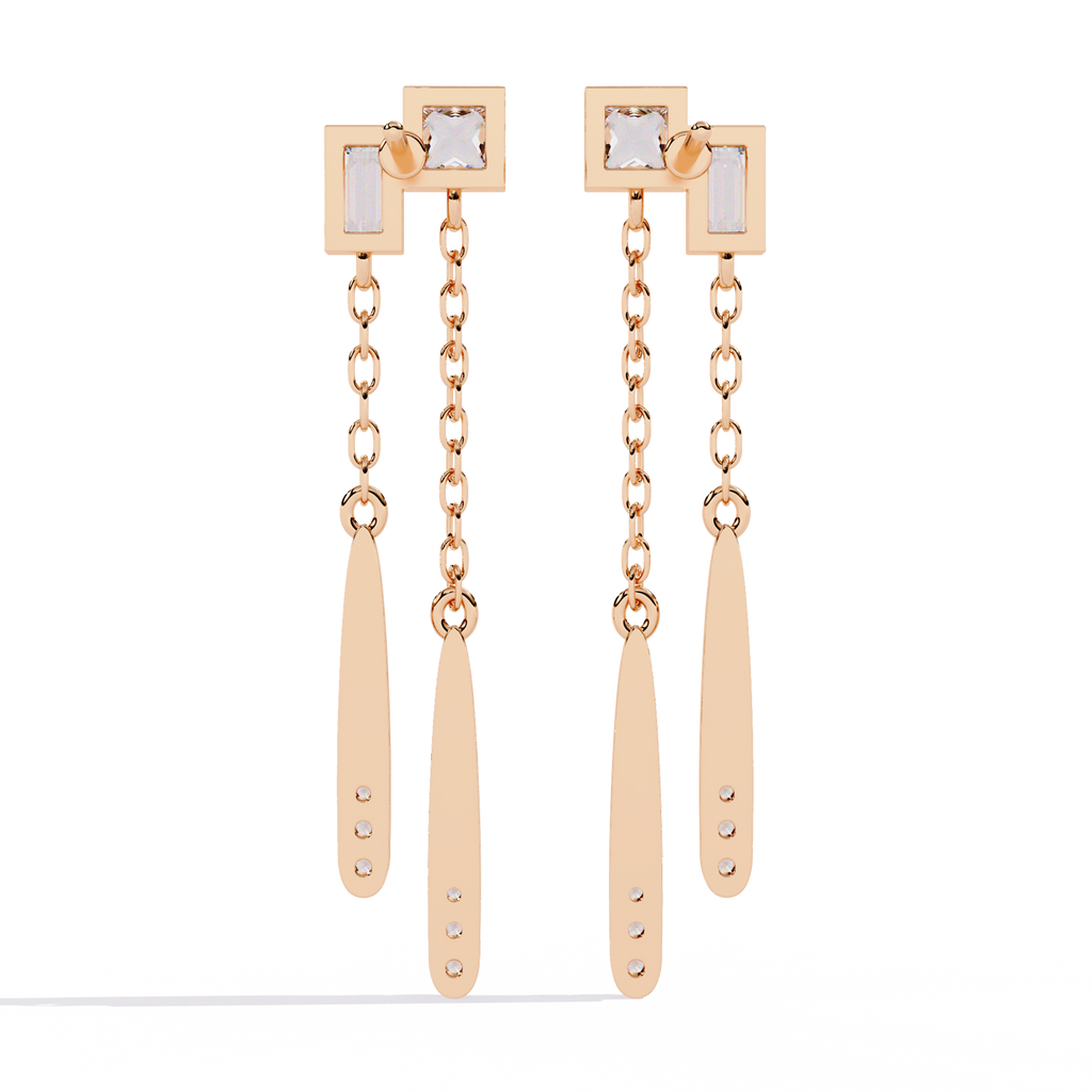 Echo Drop Geometric Diamond Earrings