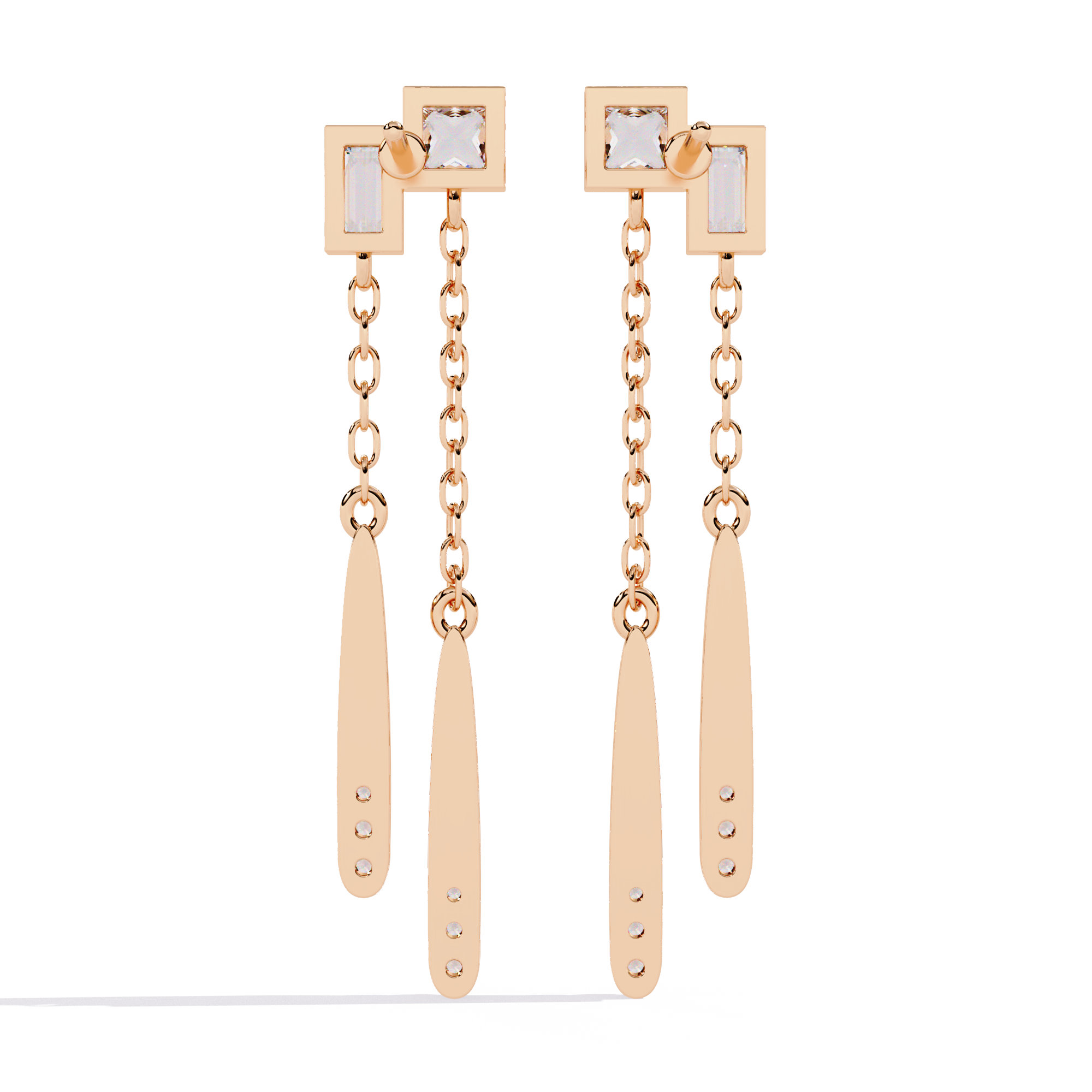Echo Drop Geometric Diamond Earrings