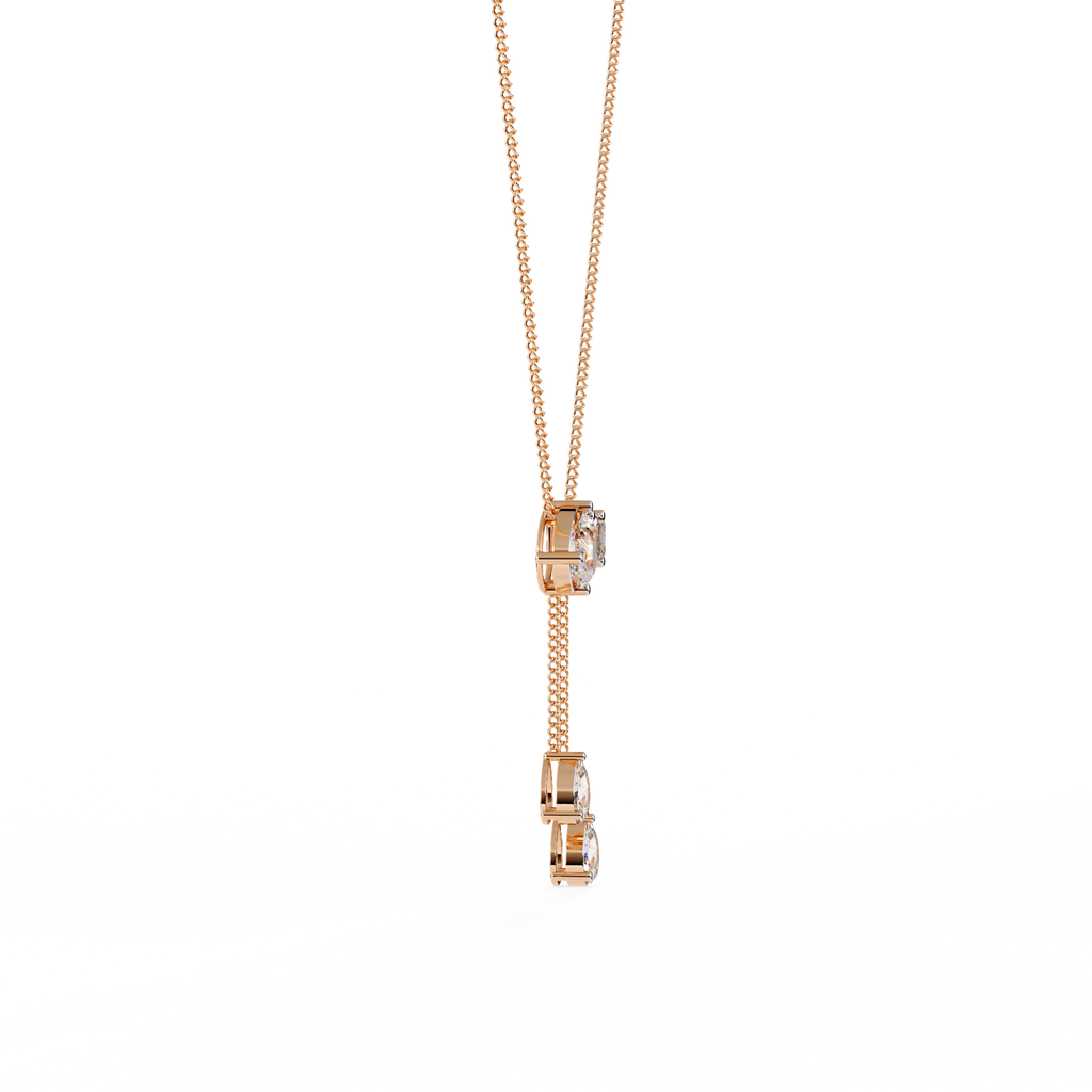 Elara Dual Drop Emerald & Pear Diamond Necklace