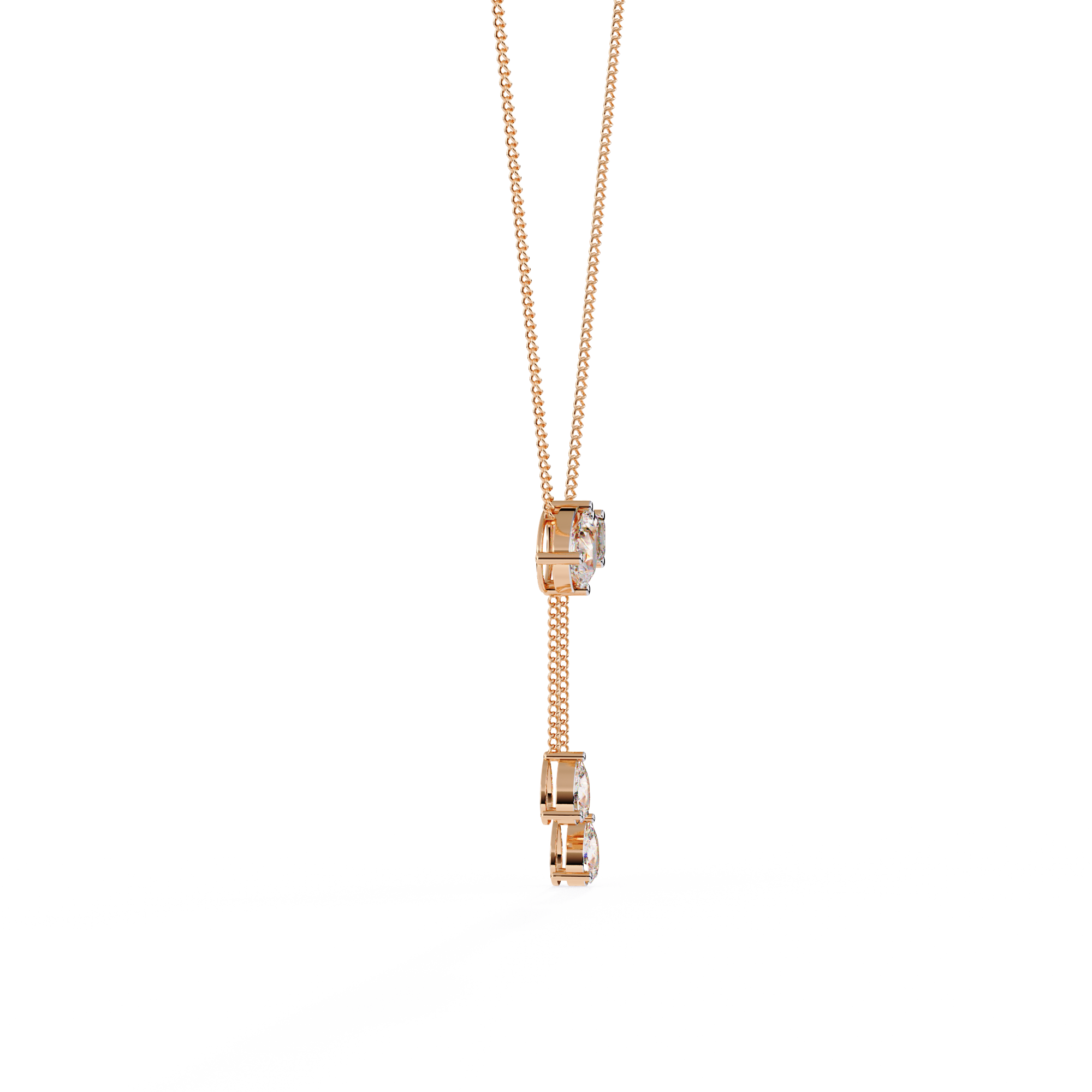 Elara Dual Drop Emerald & Pear Diamond Necklace