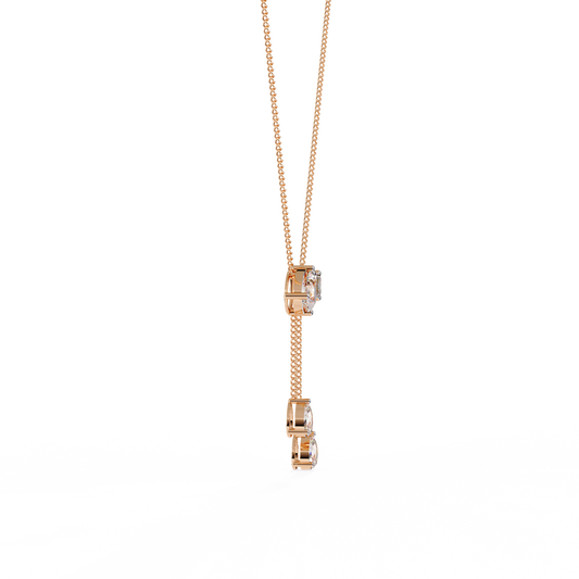 Elara Dual Drop Emerald & Pear Diamond Necklace