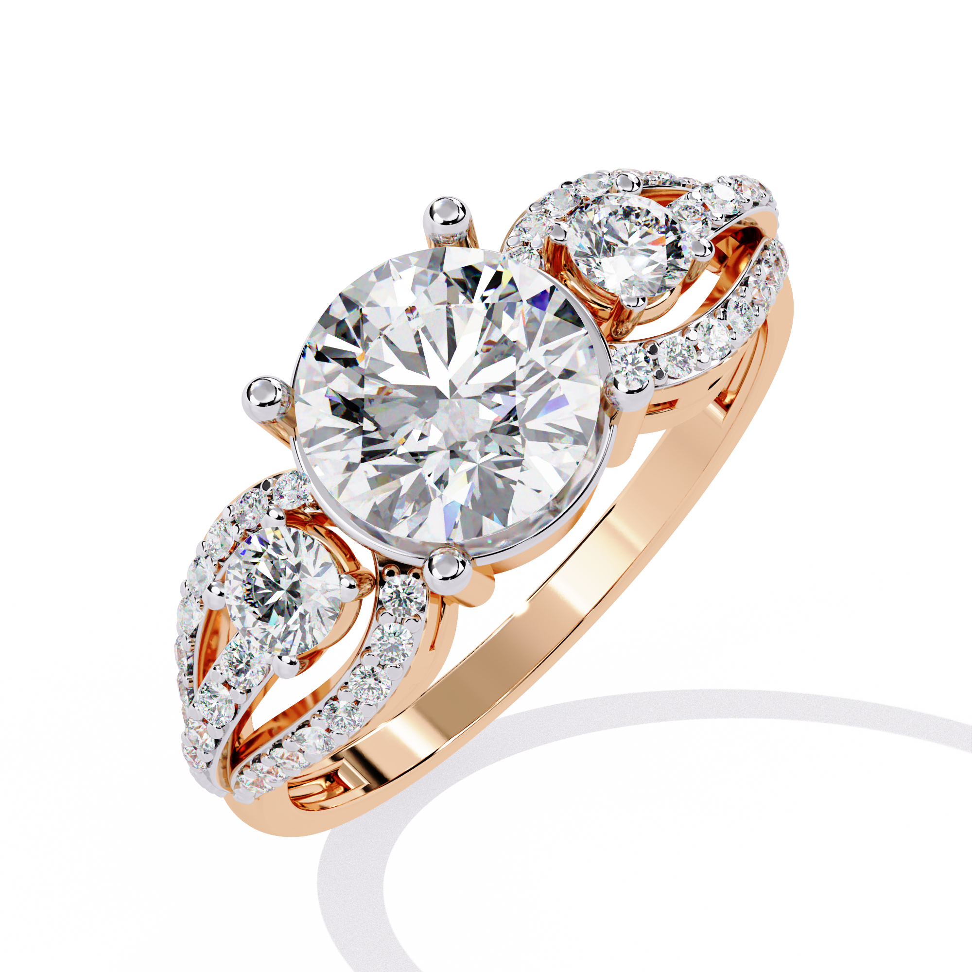 Emerald Cut Cathedral Pave Lab Grown Diamond Ring