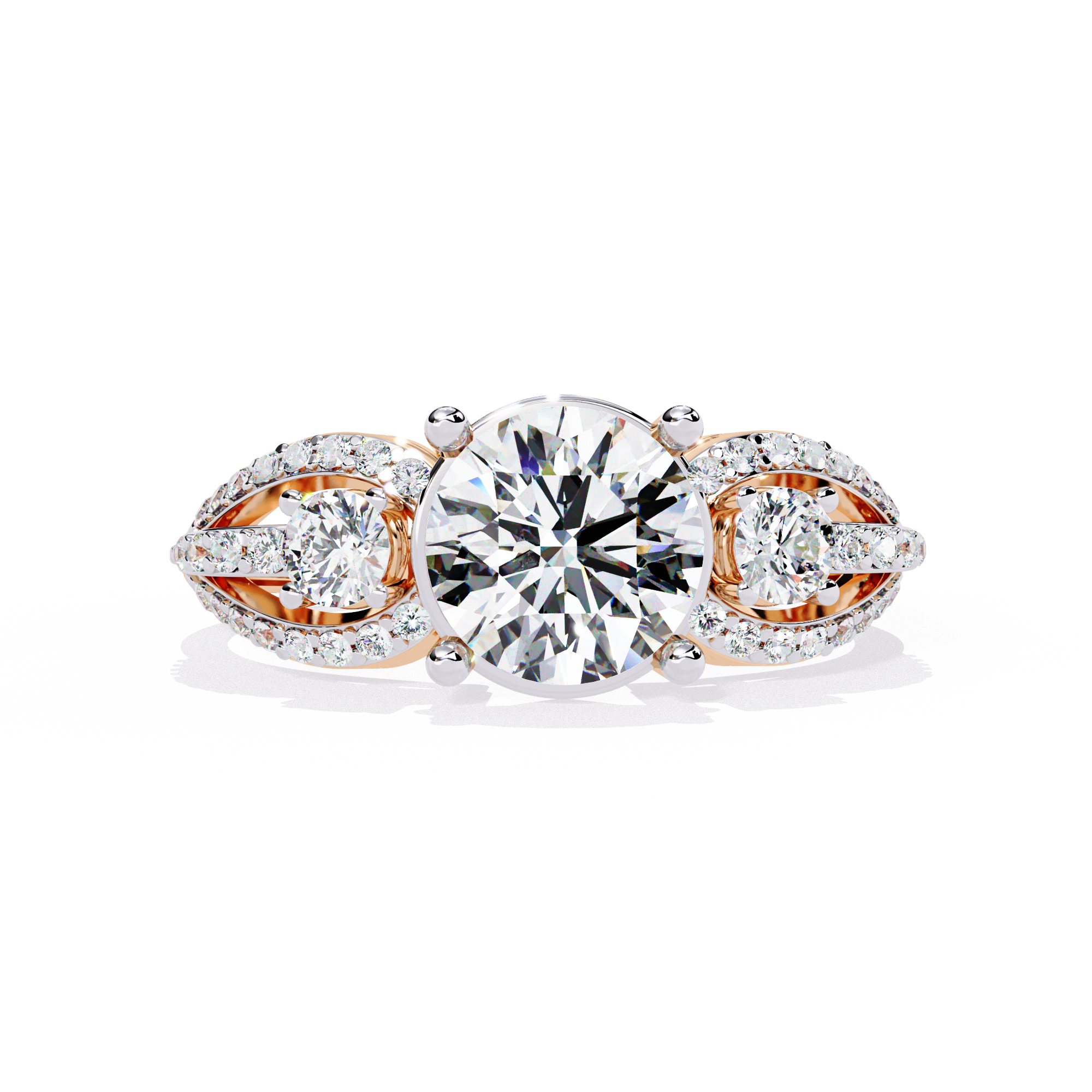 Emerald Cut Cathedral Pave Lab Grown Diamond Ring