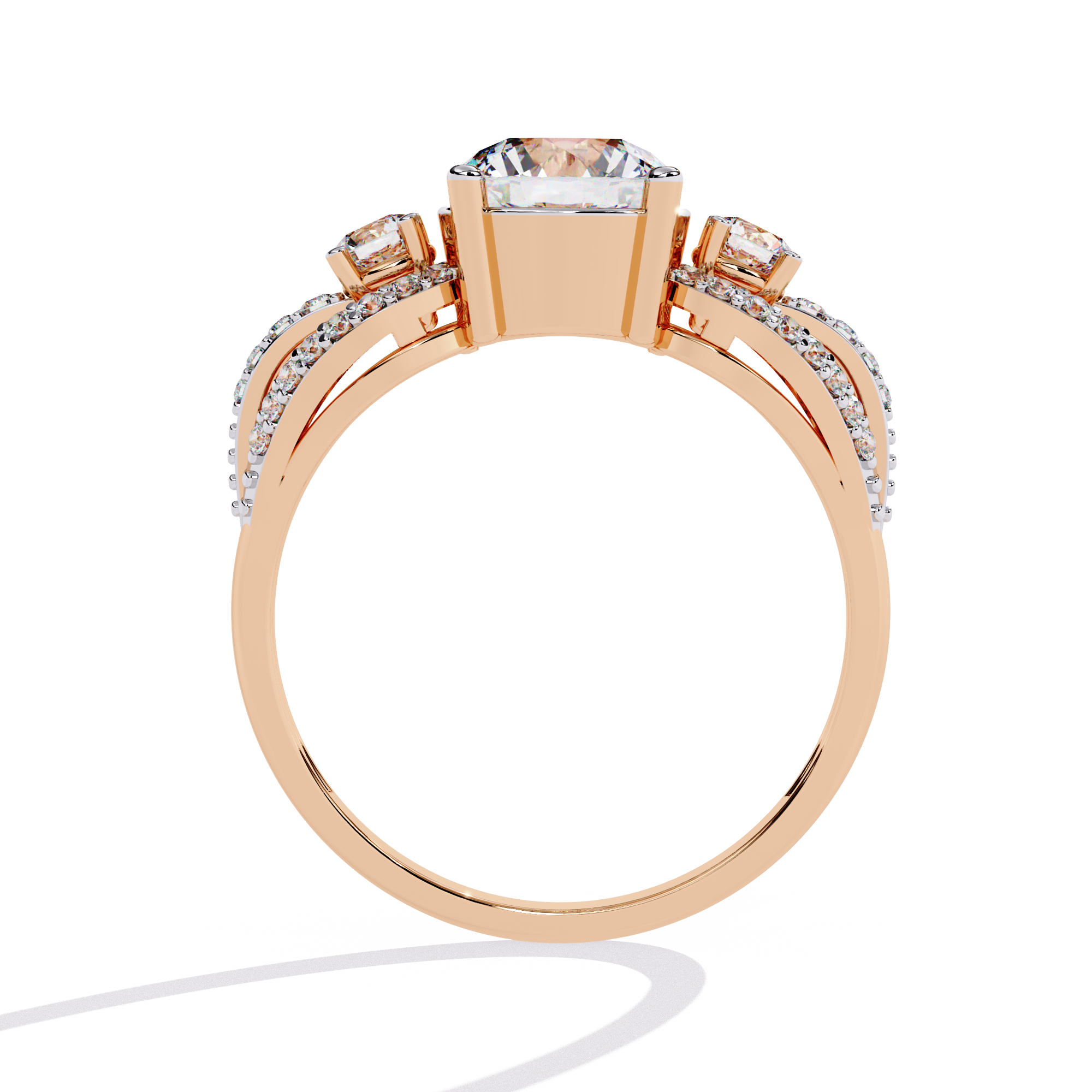 Emerald Cut Cathedral Pave Lab Grown Diamond Ring