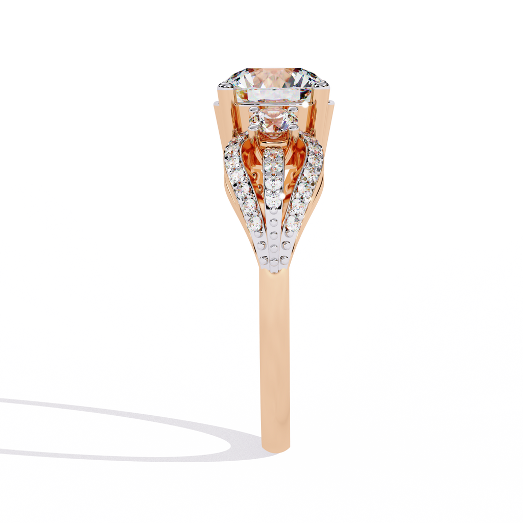 Emerald Cut Cathedral Pave Lab Grown Diamond Ring
