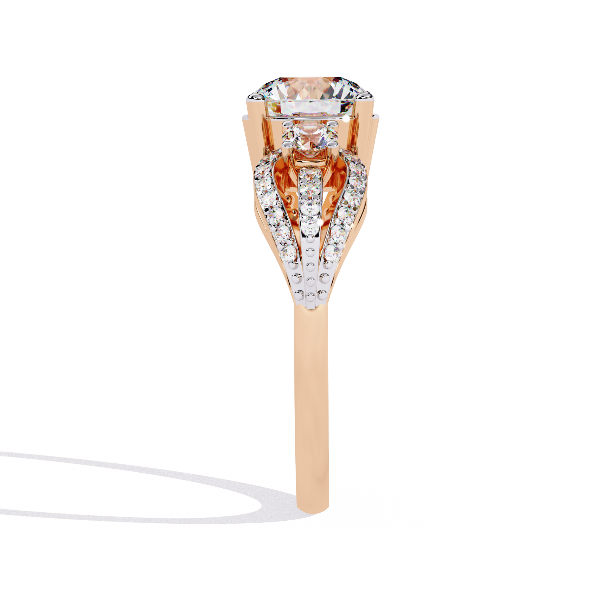Emerald Cut Cathedral Pave Lab Grown Diamond Ring