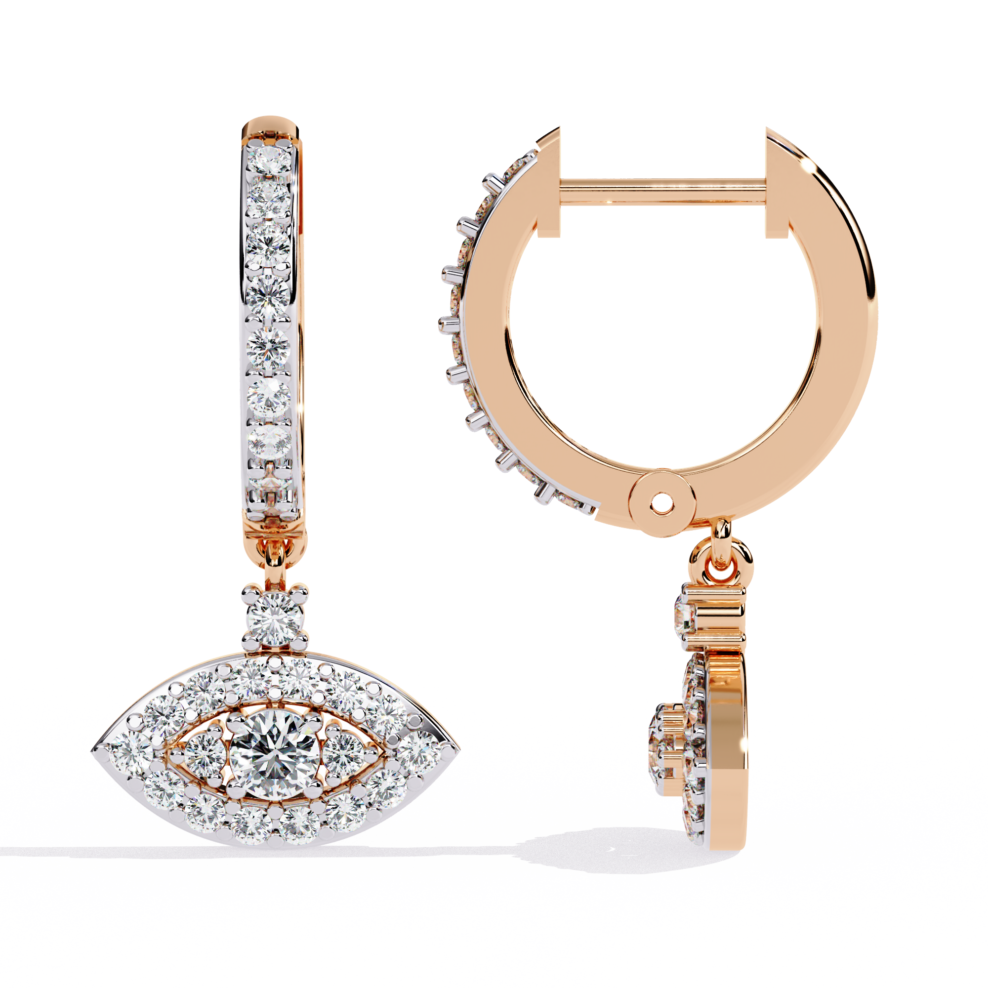 Evil Eye Aura Diamond Huggie Earrings