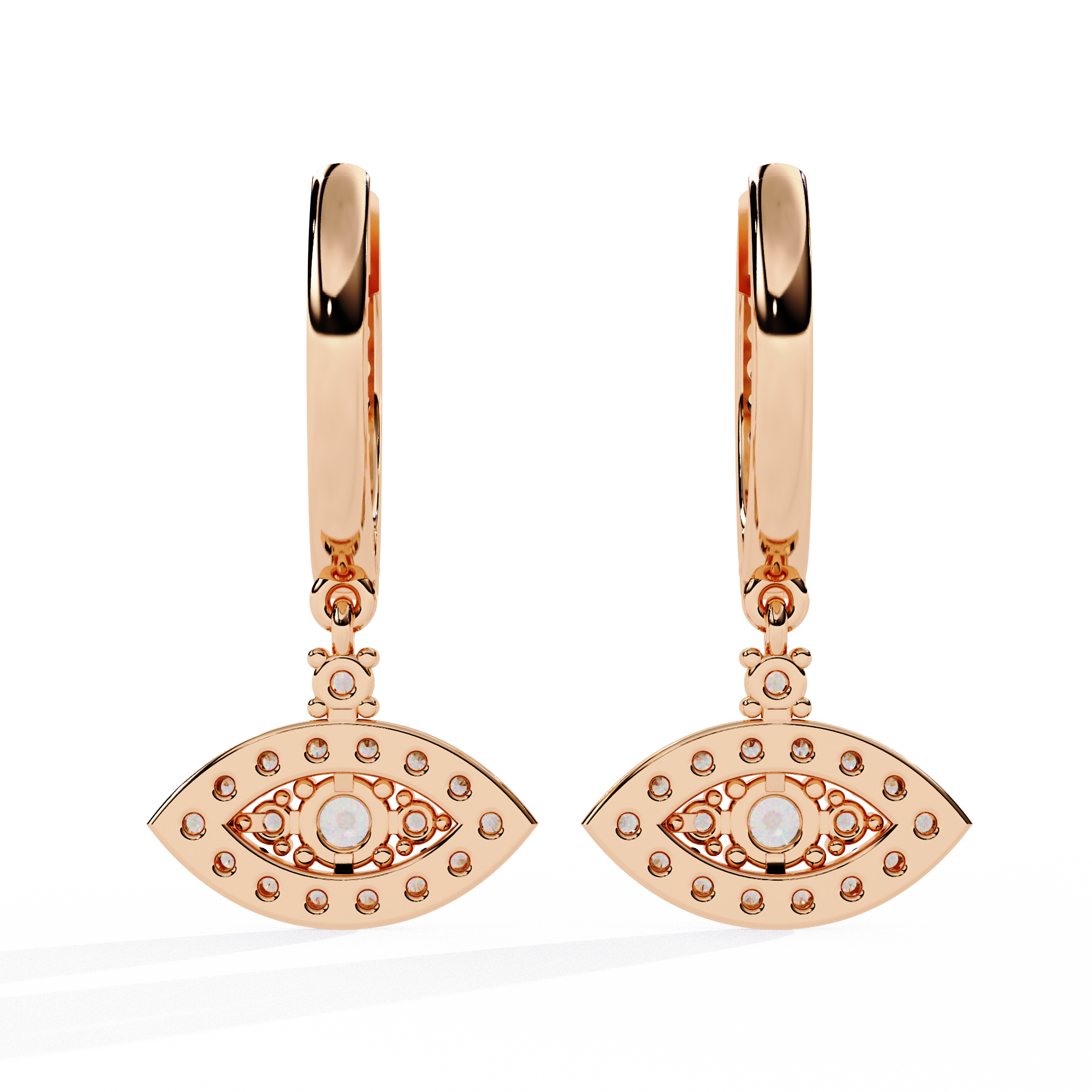 Evil Eye Aura Diamond Huggie Earrings