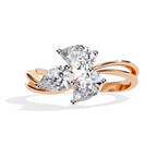 Stylish three-stone ring showcasing pear-cut lab-grown diamonds