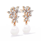 Floral Grace Pearl Drop Lab Grown Diamond Earrings