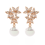 Floral Grace Pearl Drop Lab Grown Diamond Earrings