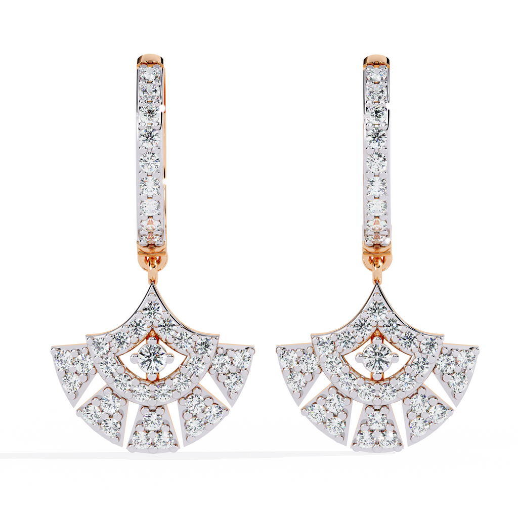 Golden Fanburst Diamond Drop Earrings