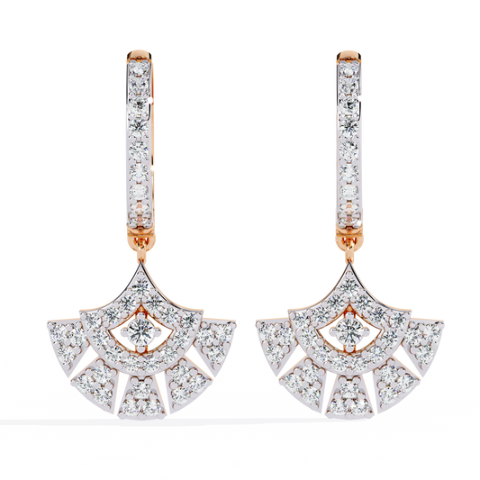 Golden Fanburst Diamond Drop Earrings