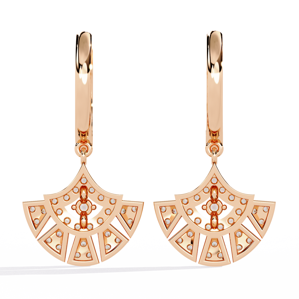 Golden Fanburst Diamond Drop Earrings
