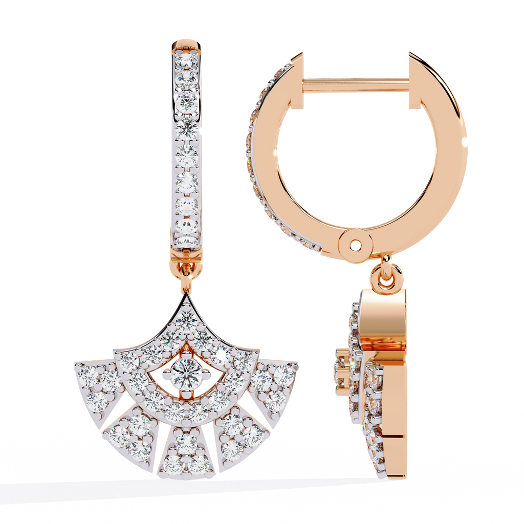 Golden Fanburst Diamond Drop Earrings