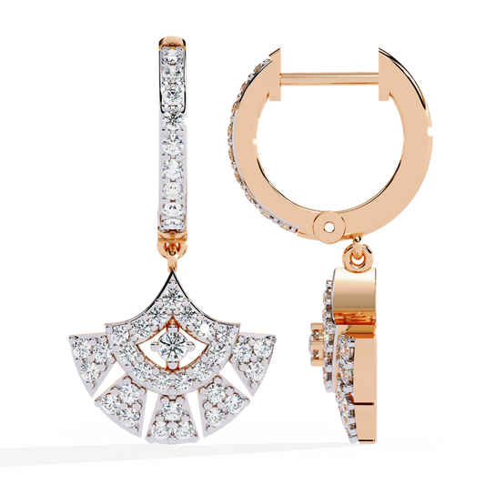 Golden Fanburst Diamond Drop Earrings