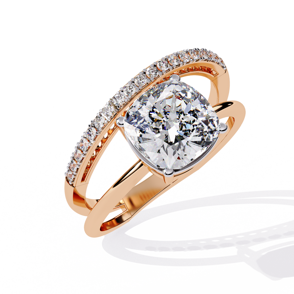 Graceful Cushion Cut Lab Grown Diamond Ring