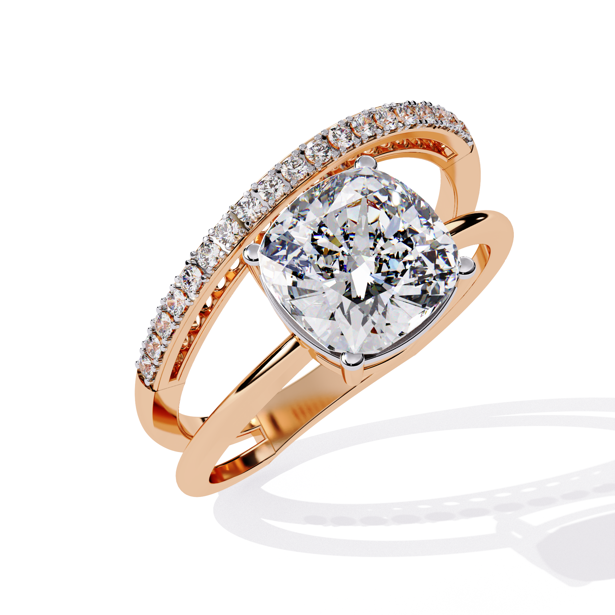 Graceful Cushion Cut Lab Grown Diamond Ring