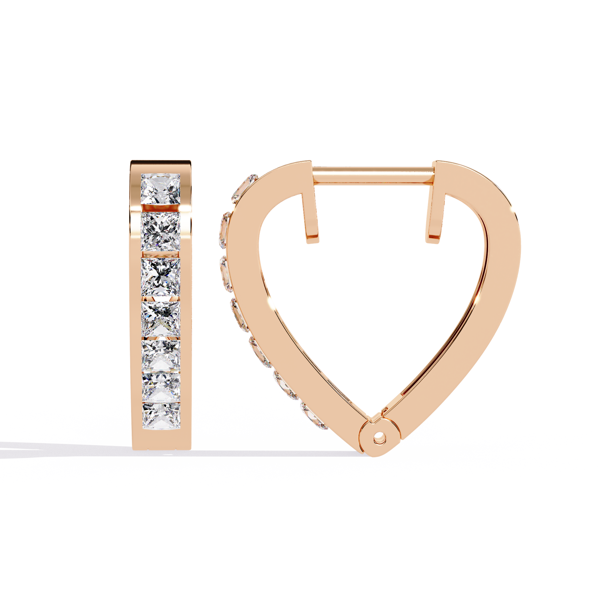 Linear Luxe Princess Diamond Hoops