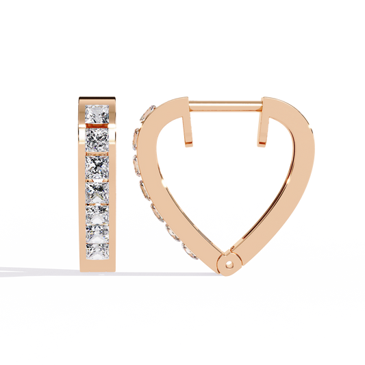 Linear Luxe Princess Diamond Hoops