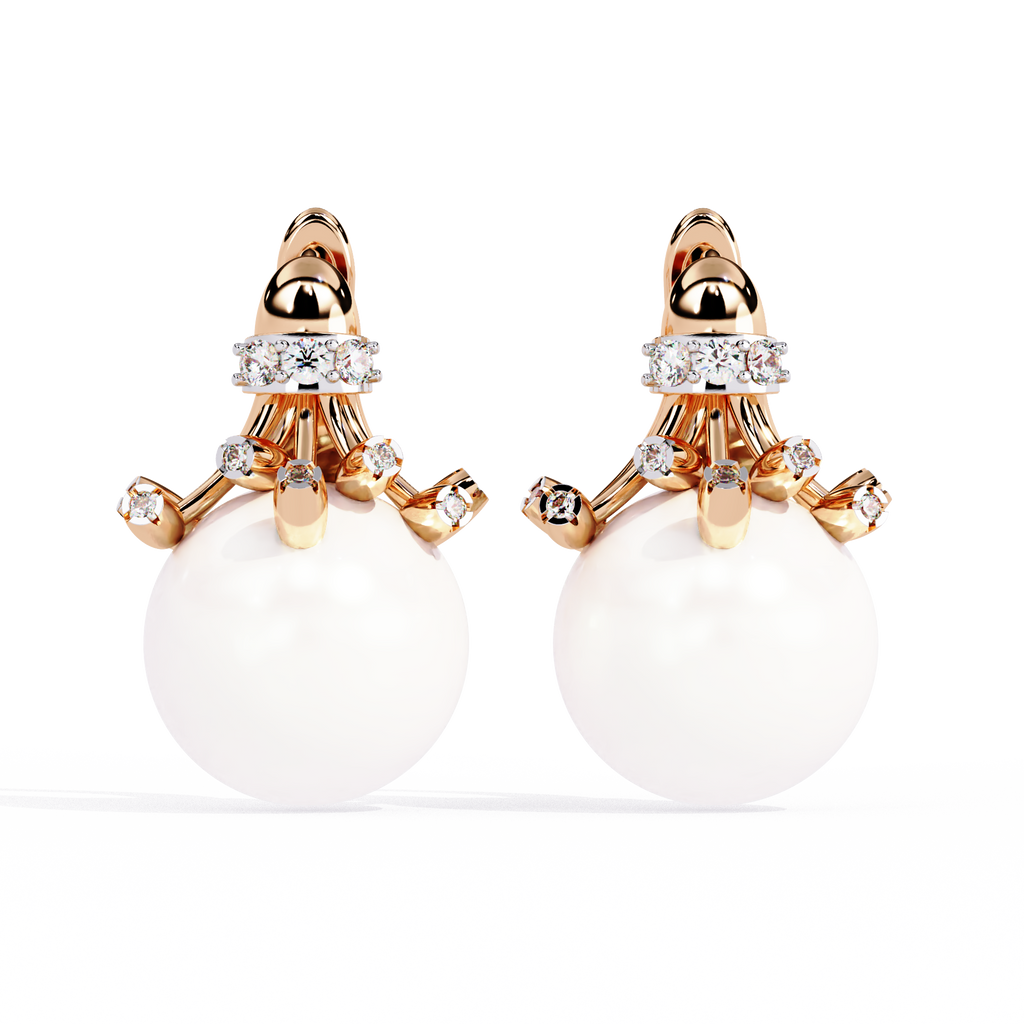 Luna Drop Pearl & Diamond Earrings