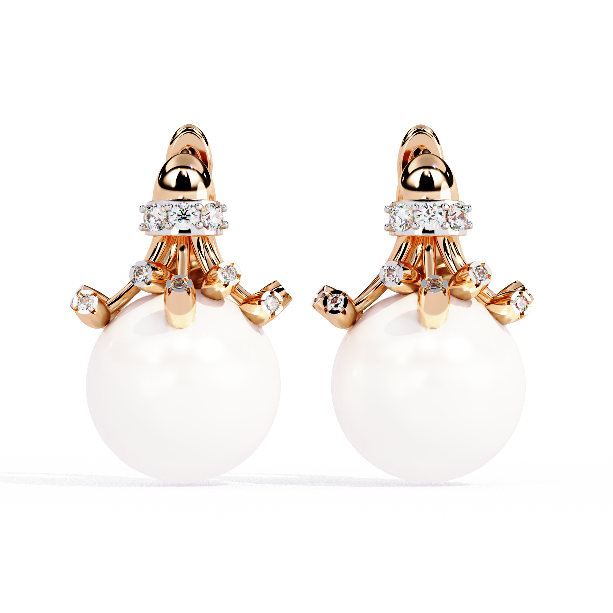 Luna Drop Pearl & Diamond Earrings