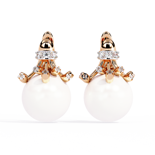 Luna Drop Pearl & Diamond Earrings