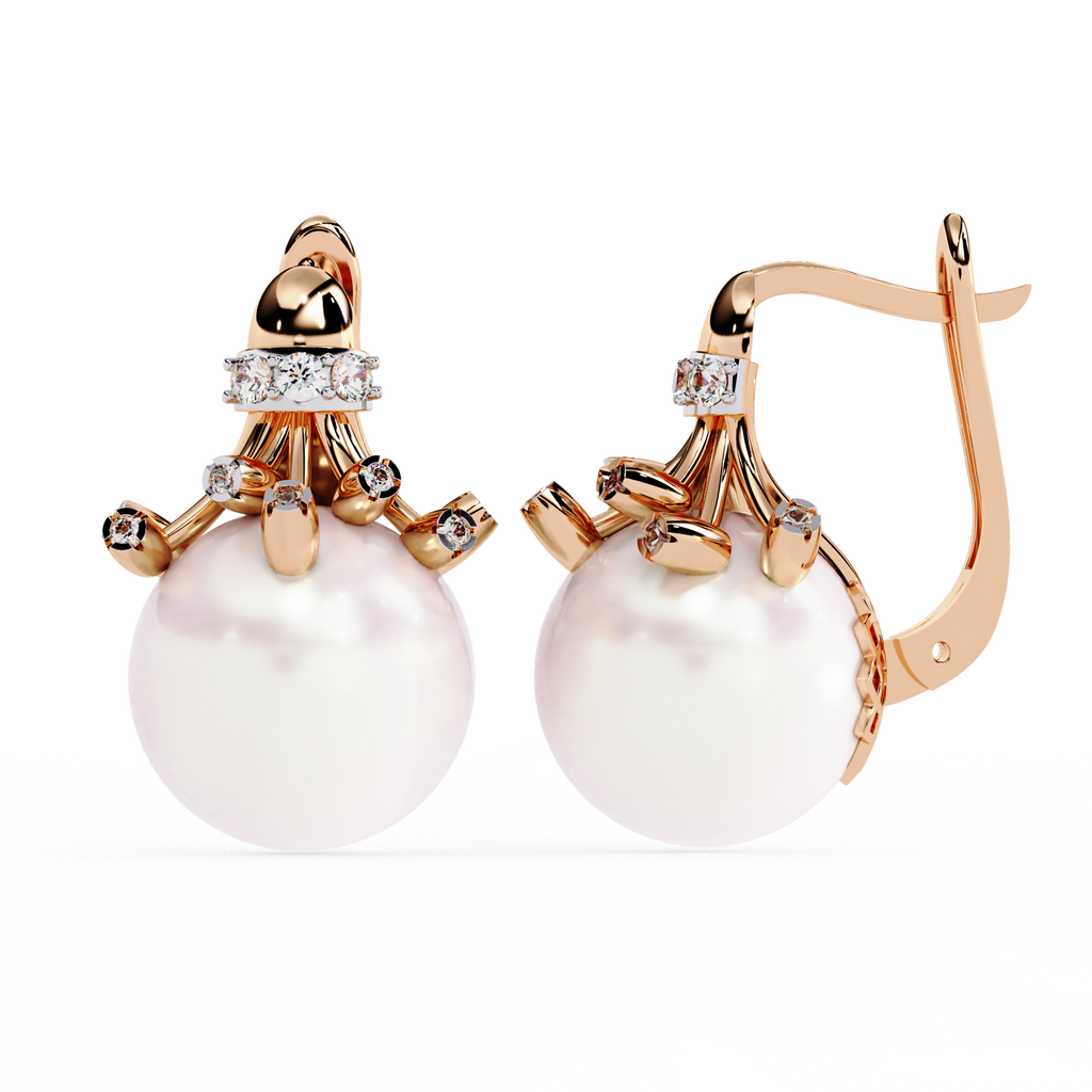 Luna Drop Pearl & Diamond Earrings