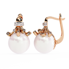 Luna Drop Pearl & Diamond Earrings