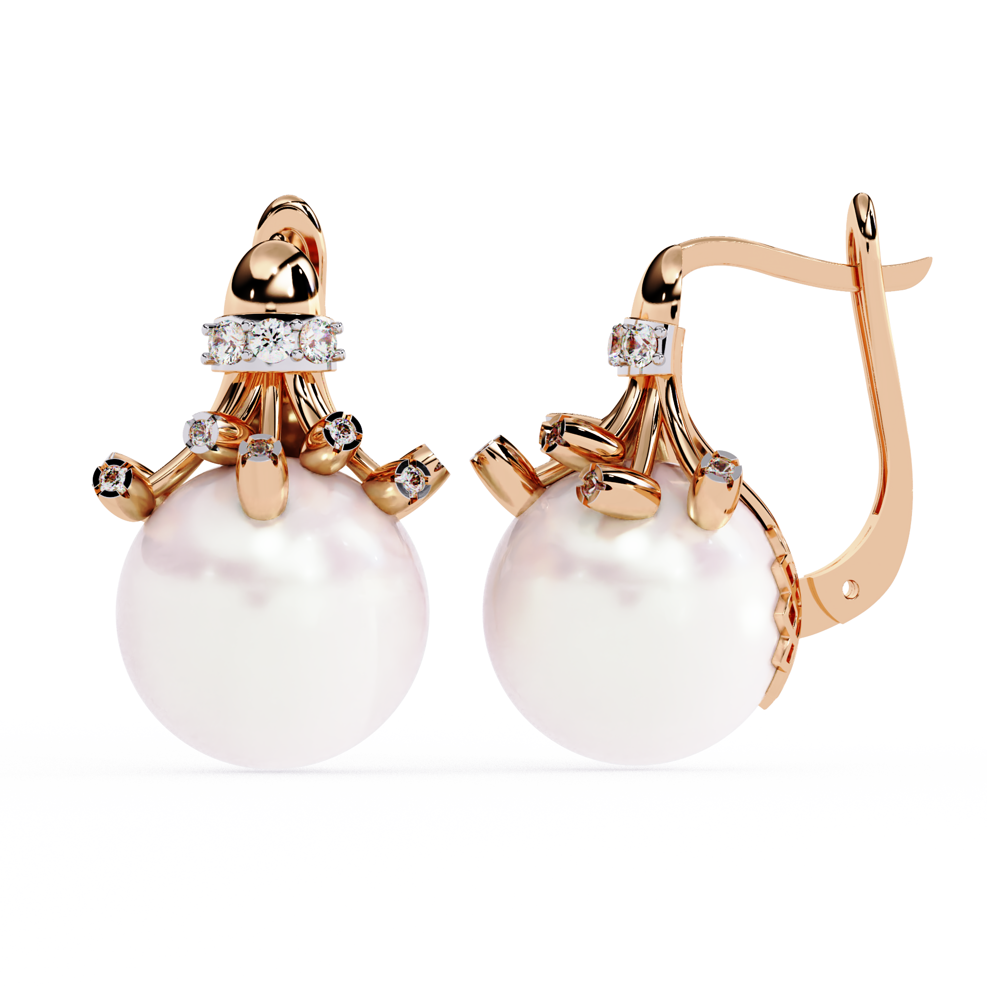 Luna Drop Pearl & Diamond Earrings