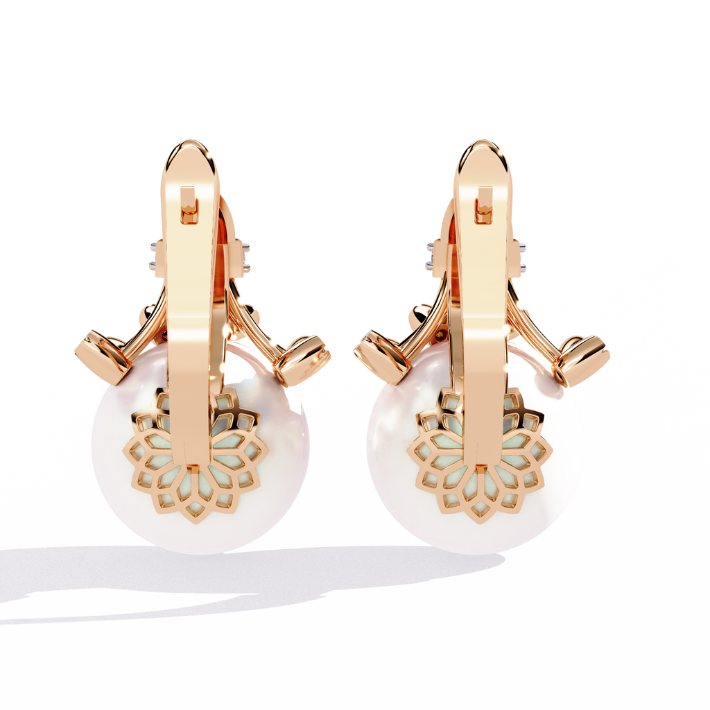 Luna Drop Pearl & Diamond Earrings