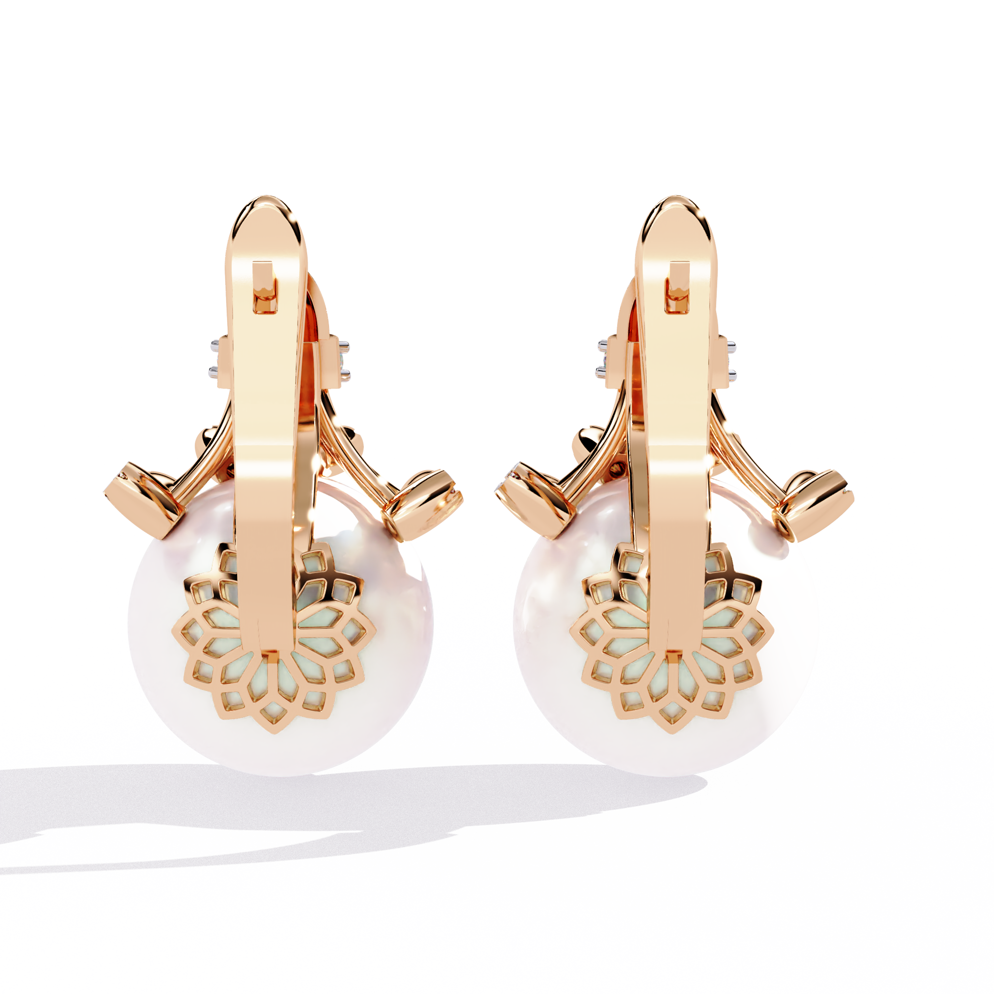 Luna Drop Pearl & Diamond Earrings