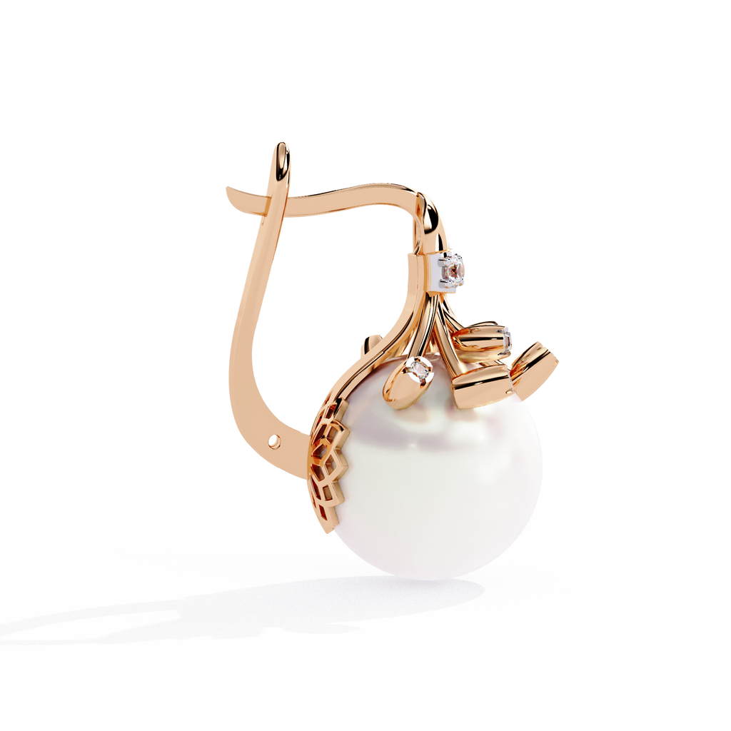 Luna Drop Pearl & Diamond Earrings