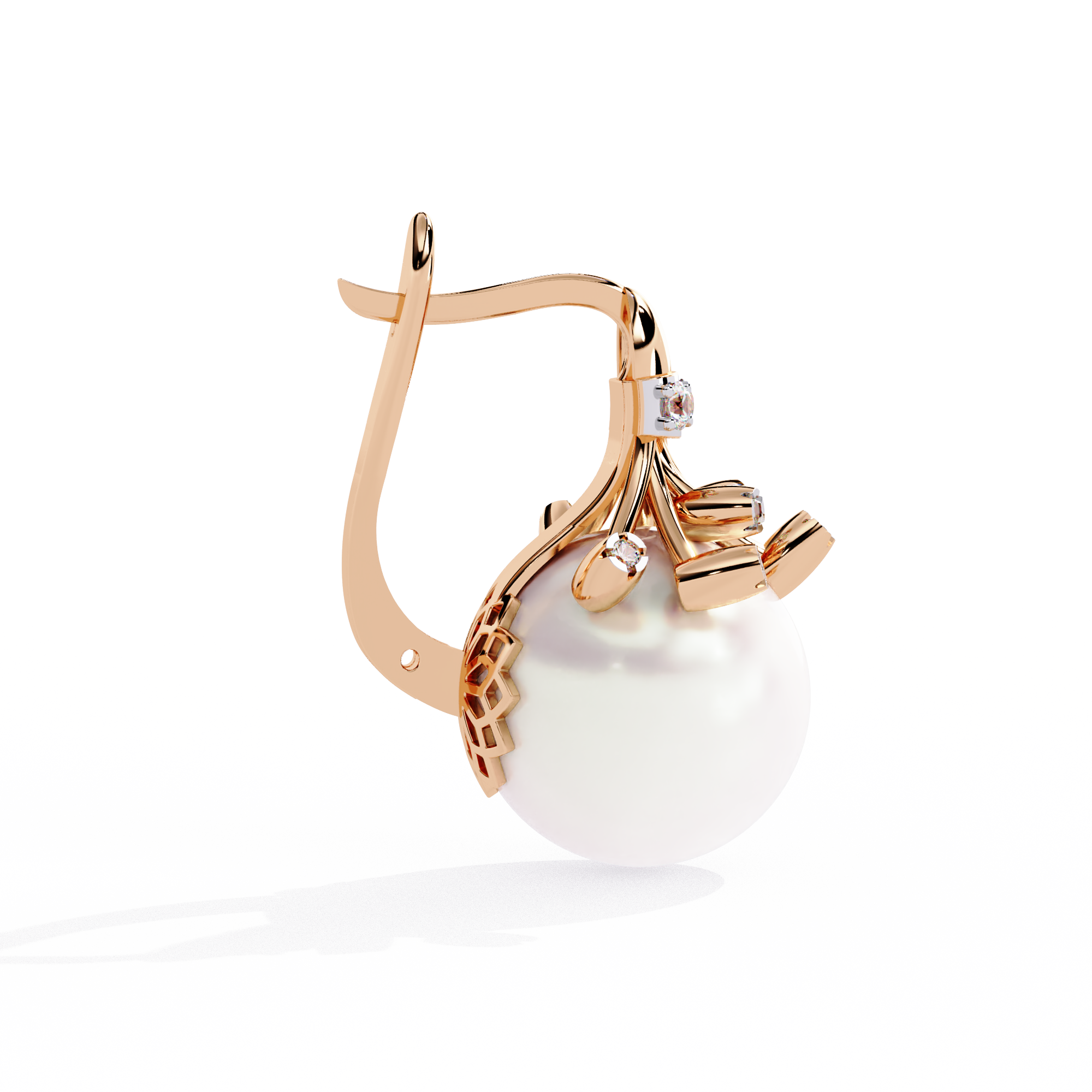 Luna Drop Pearl & Diamond Earrings