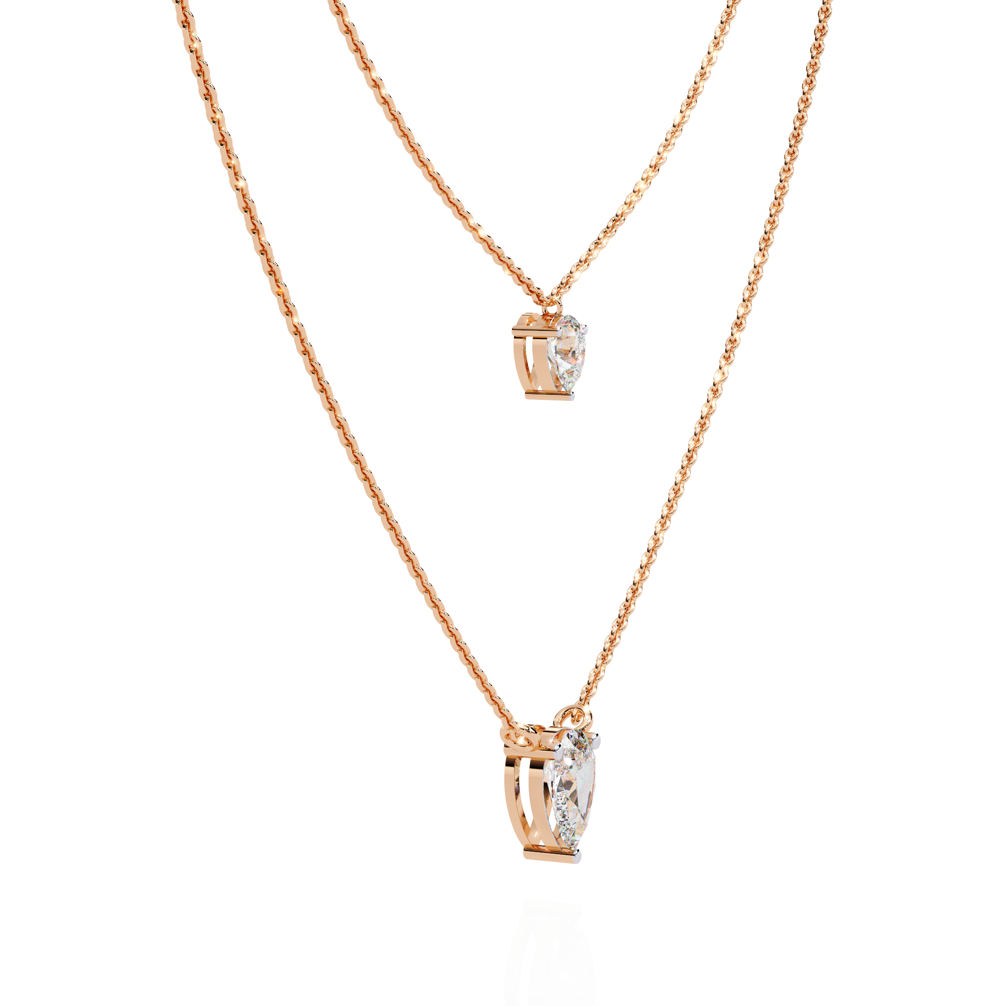 Luna Duo Pear Diamond Necklace