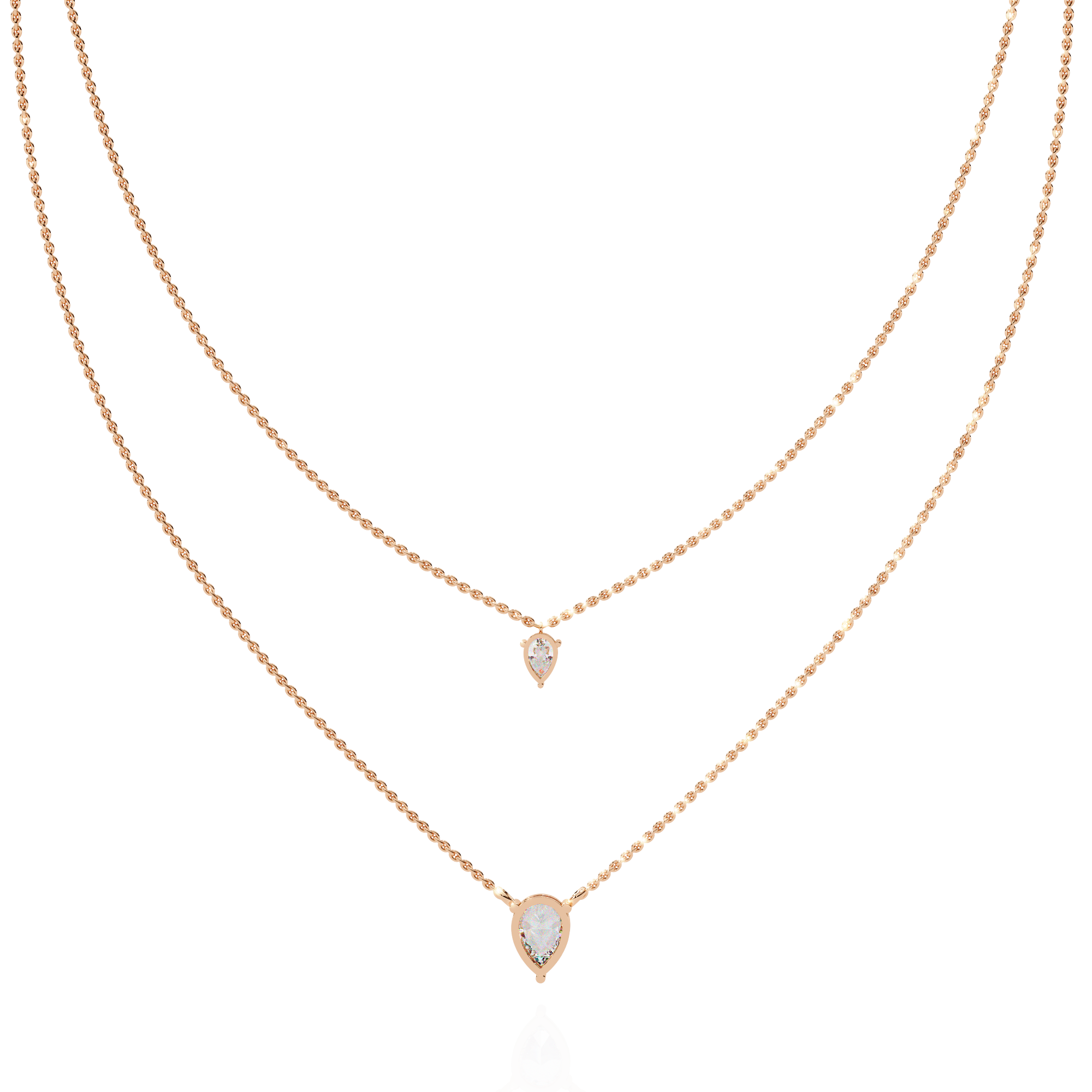 Luna Duo Pear Diamond Necklace