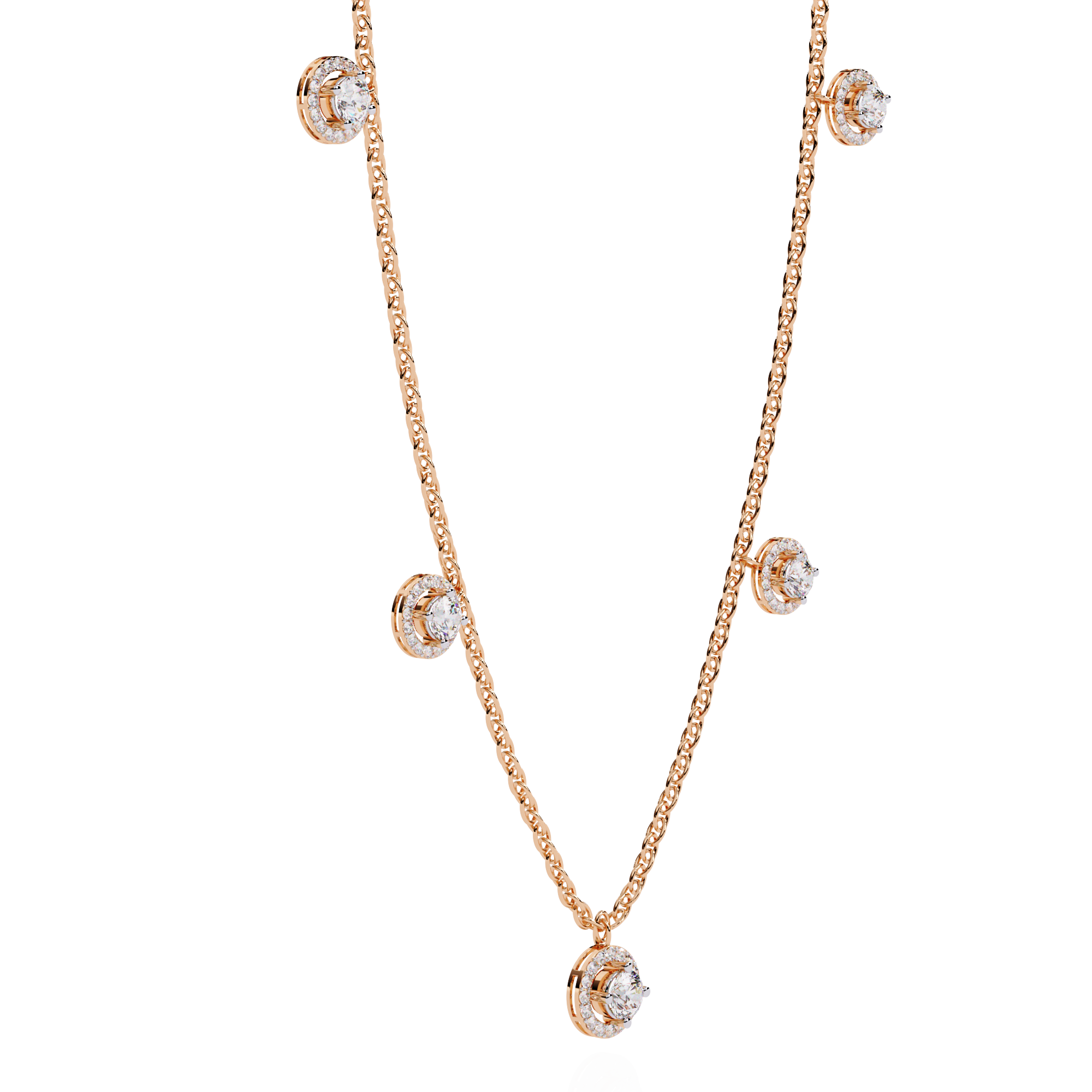 Luna Halo Diamond Necklace
