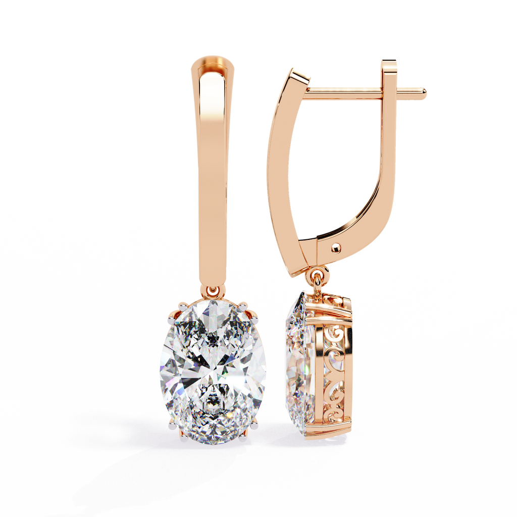 Luna Oval Solitaire Drop Lab Grown Diamond Earrings